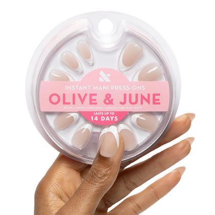 Olive & June front packaging showing kit contents and benefits