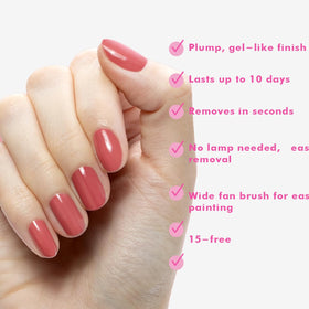 Olive & June close-up of gel-like glossy finish and high shine