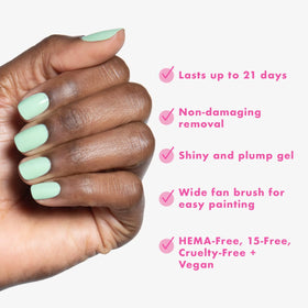 Olive & June gel brush stroke showing smooth texture and high-shine finish benefits