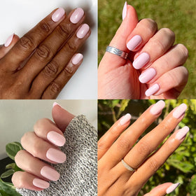 Olive & June press-on nails applied on hands showing natural realistic look