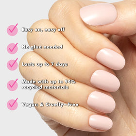 Olive & June close-up of Gelato Pink press-on nail glossy finish