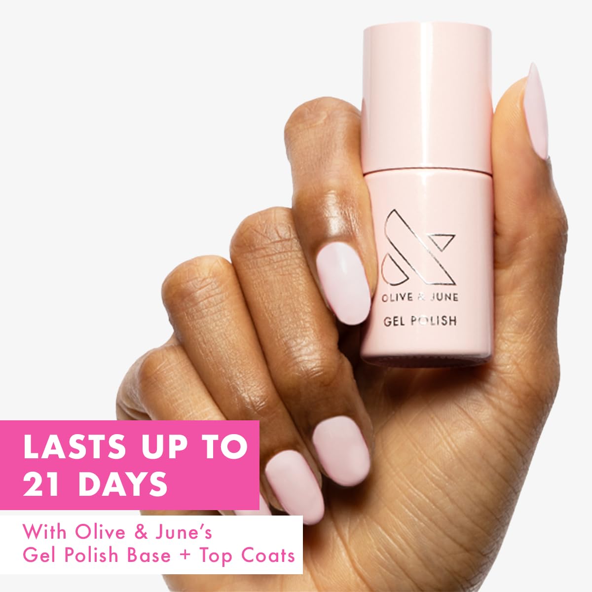 Olive & June brush stroke of GH Baby Pink showing smooth, even coverage