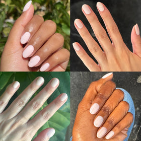 Olive & June nail swatches fan with GH Baby Pink offering color options