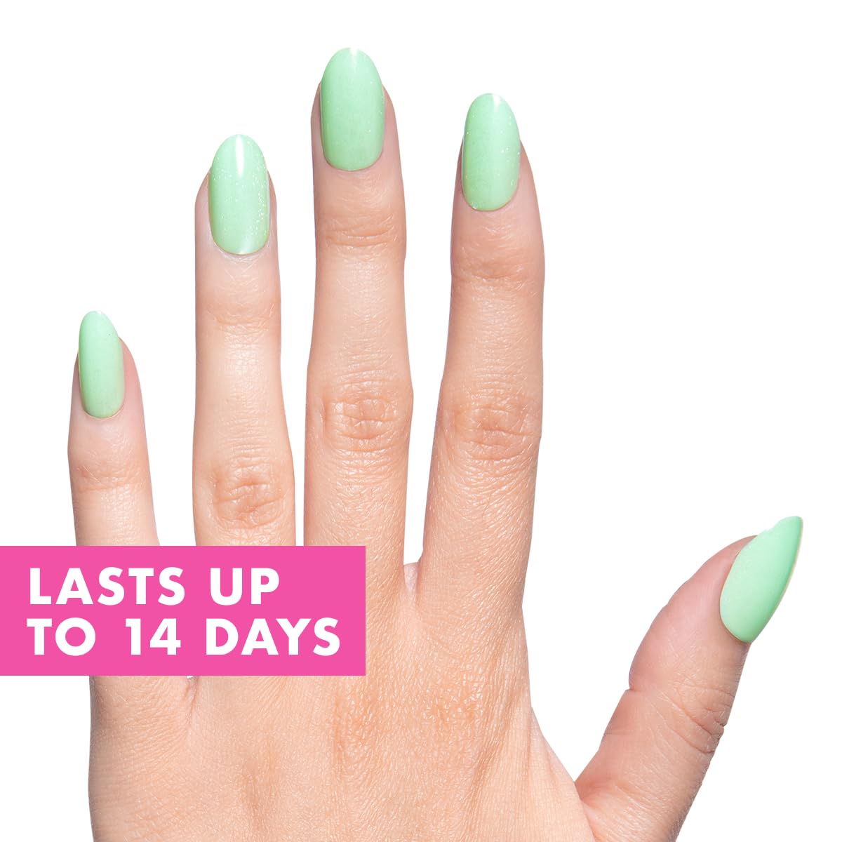 Olive & June close-up of oval nail shape showing natural curvature for seamless wear
