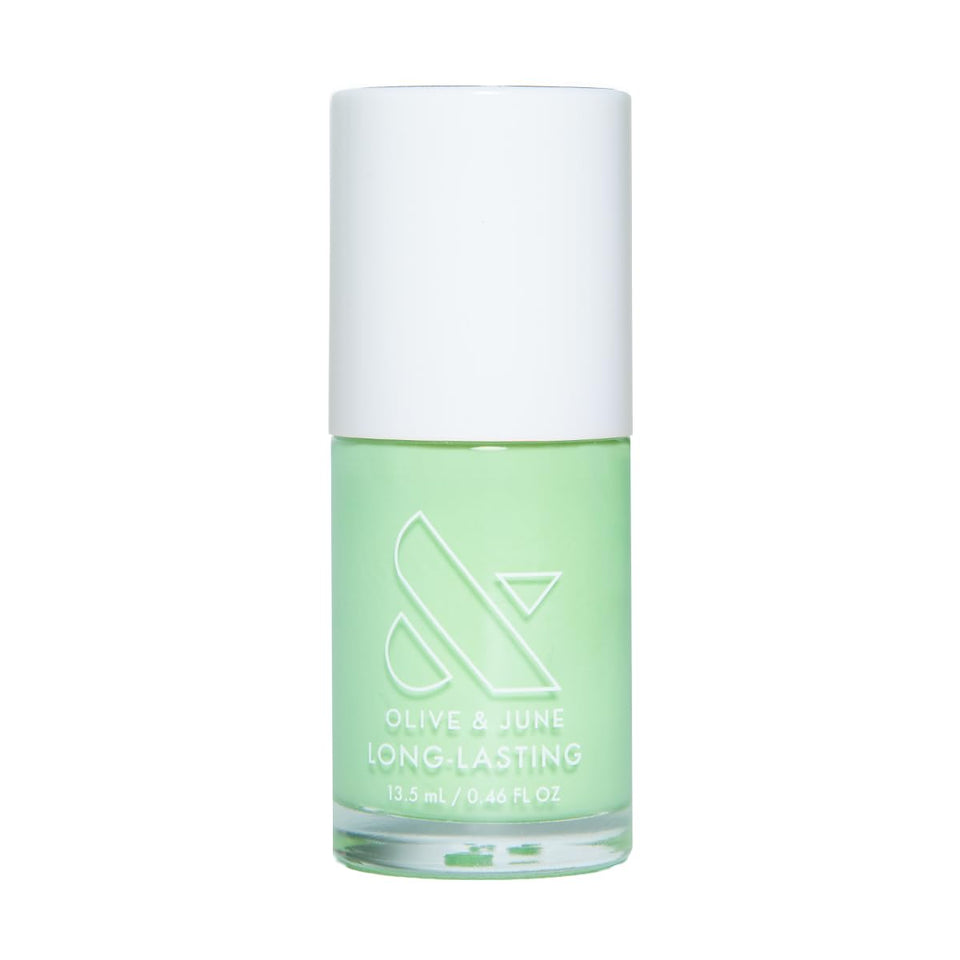 Olive & June front bottle showing Grogu Green shade and glossy finish