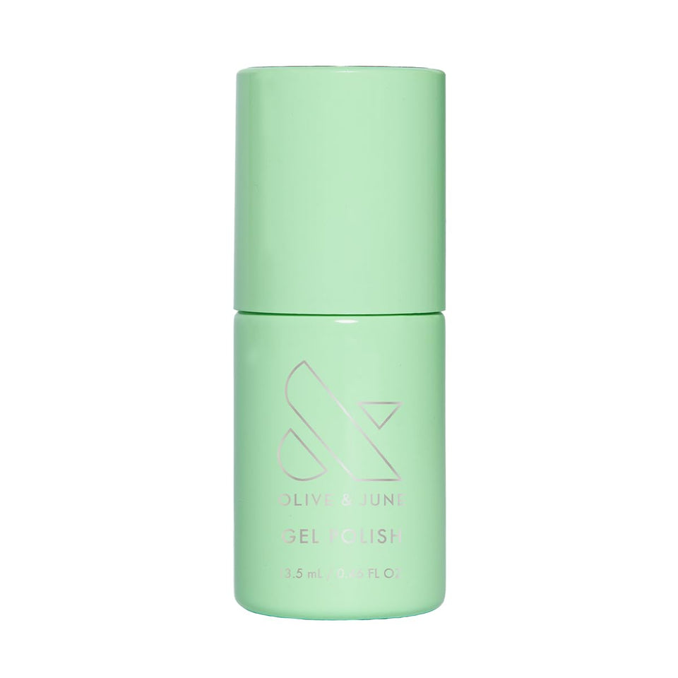 Olive & June front packaging showing Grogu Green bottle and logo for clear product ID