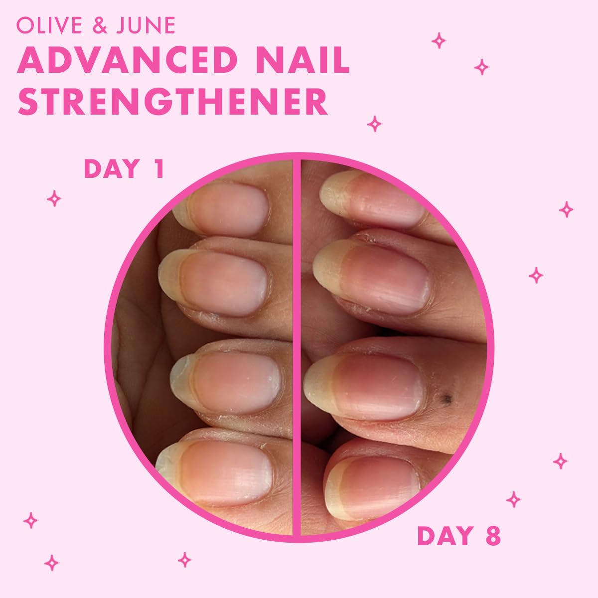 Hand receiving Olive & June treatment in manicure setting for salon-quality results