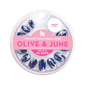 Olive & June arranged 42 nails display, showing available sizes and design