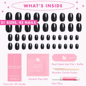 Olive & June size comparison showing varied nail widths for fit