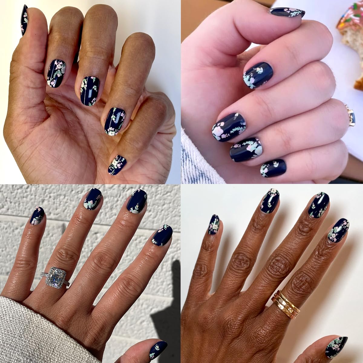 Olive & June nails applied on hands showing polished short round look