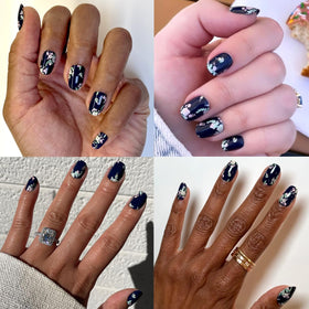 Olive & June nails applied on hands showing polished short round look