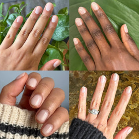 Olive & June lamp curing gel polish on nails to demonstrate fast, even curing