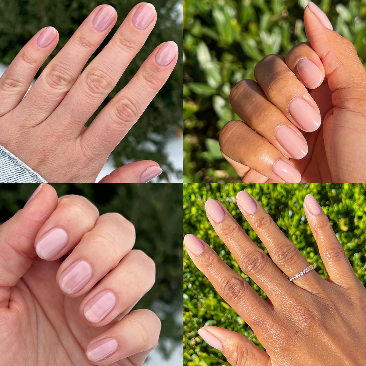 Hand wearing Olive & June mani displaying glossy gel-like finish and chip resistance