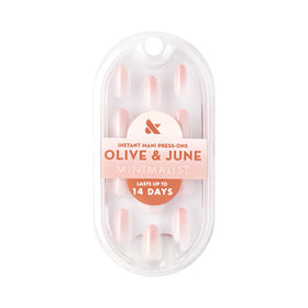 Olive & June nail close-up showing shimmer texture and lifelike finish benefits