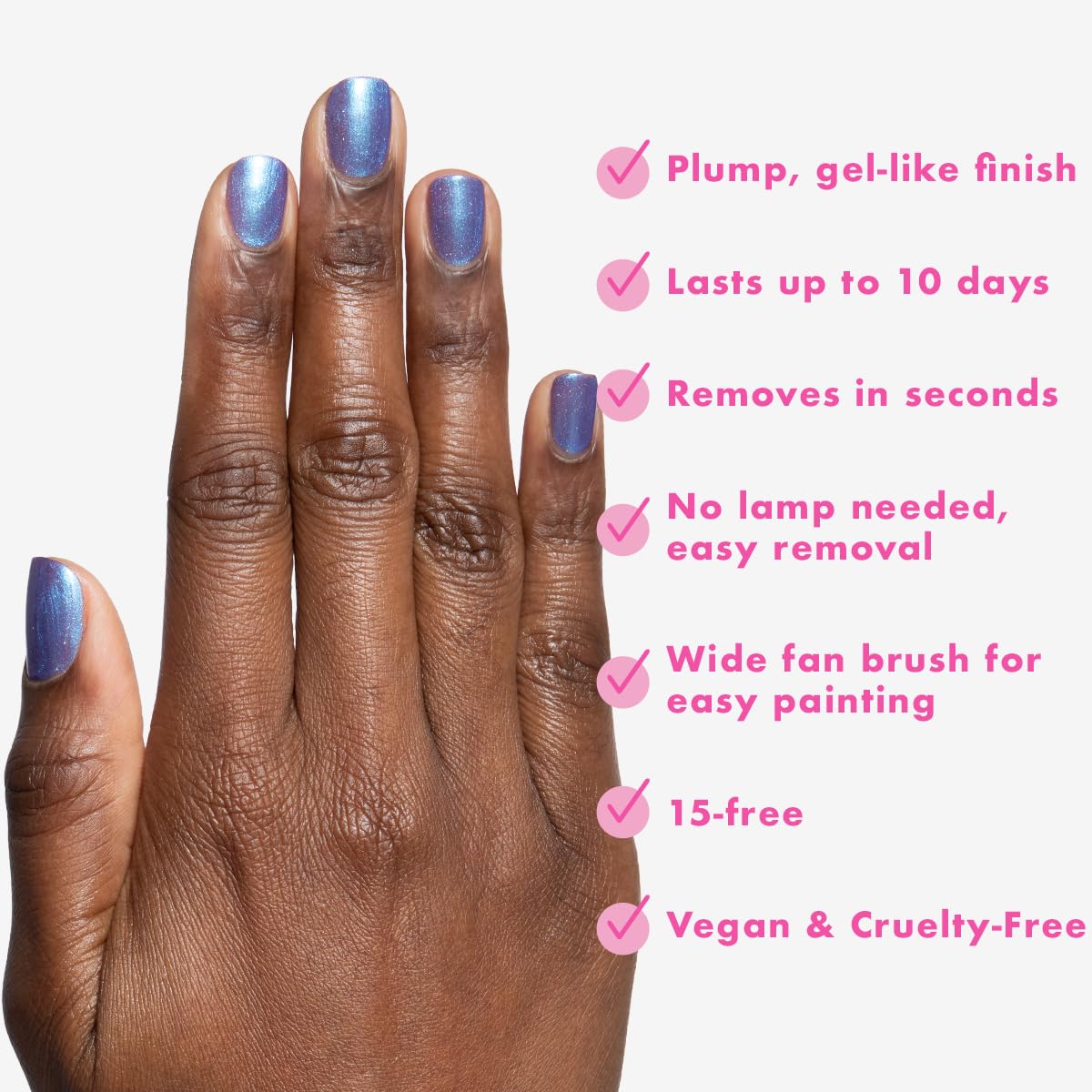 Olive & June polish applied to nails in Grogu green demonstrating chip resistance benefit