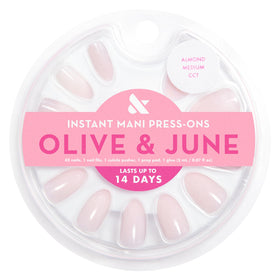 Olive & June close-up of almond nail shape highlighting natural curvature and realism