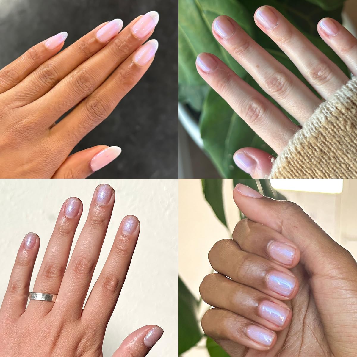 Olive & June nails application hand shot, demonstrates smooth, glossy coverage