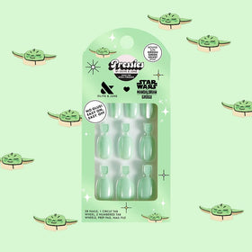 Olive & June spread of 28 nails in 14 sizes demonstrating inclusive child fit