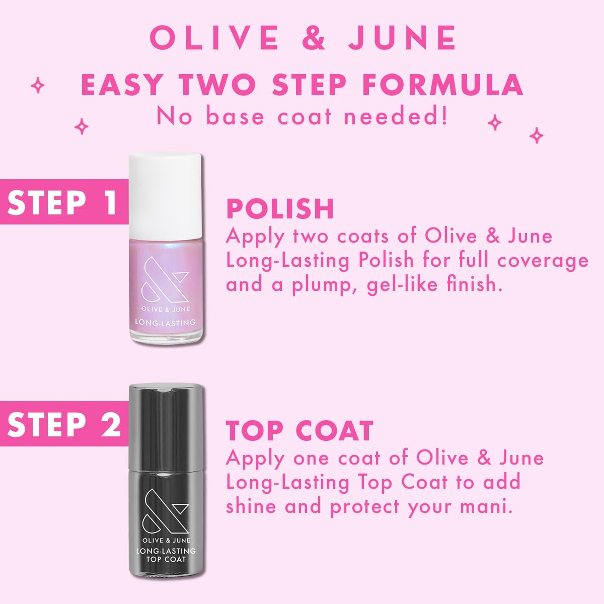 Olive & June polish paired with Quick Dry Top Coat to extend wear