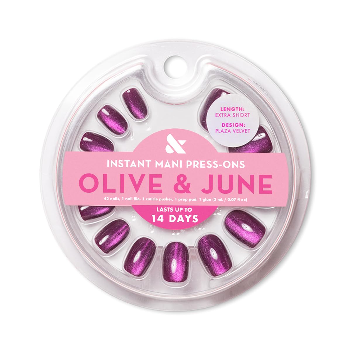 Close-up of Olive & June Plaza Velvet texture displaying realistic matte finish and salon look