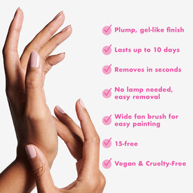 Hand wearing HZ Dusty Rose by Olive & June showing glossy, gel-like finish