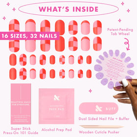 Olive & June applying a press-on nail on a fingertip for quick, salon-quality results