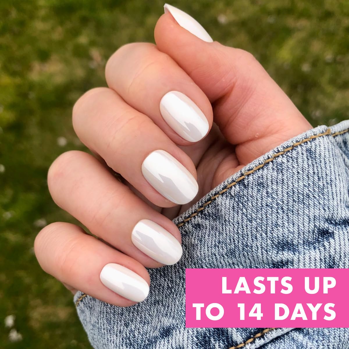 Olive & June 42 press-on nails arranged to display inclusive 21 sizes benefit