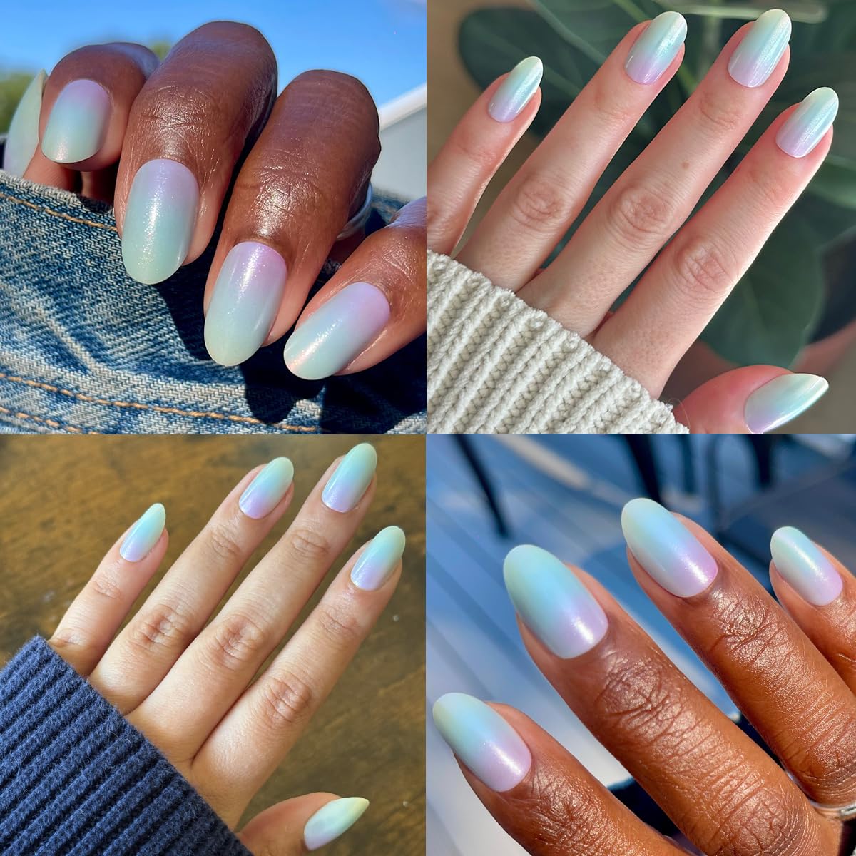 Olive & June press-on nails worn on hand in lifestyle setting benefit: instant beautiful nails