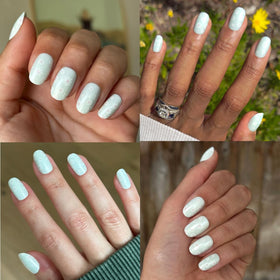 Olive & June press-on nails worn on hand model demonstrating polished finished look