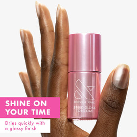 Olive & June polish drop texture demonstrating glossy, fast-drying formula