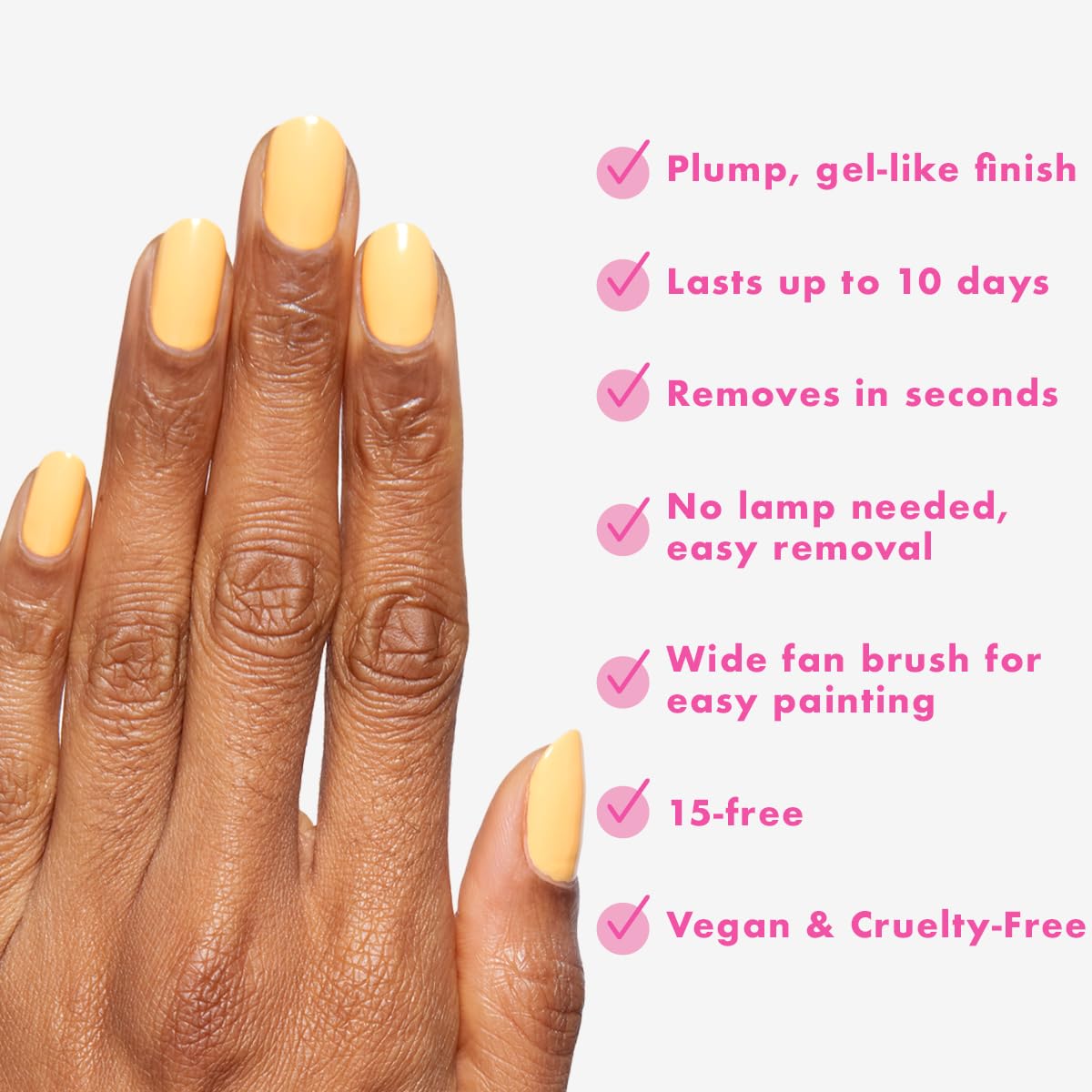 Olive & June polish being applied on nails showing easy at-home application and neat edges
