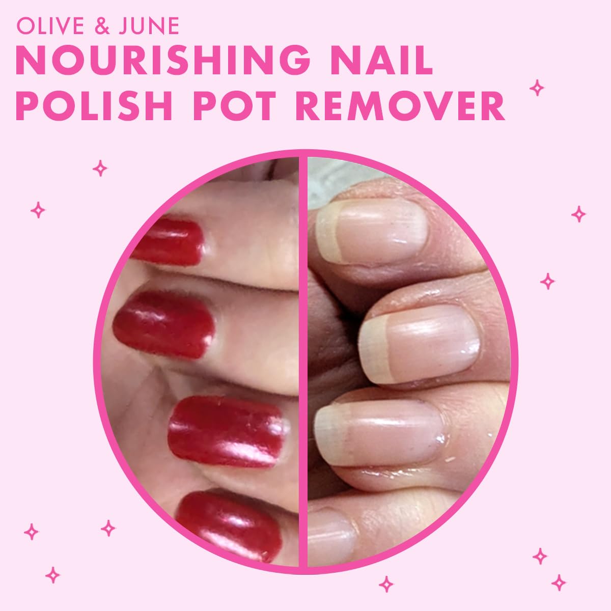 Olive & June removing polish from fingernail for fast cleanup