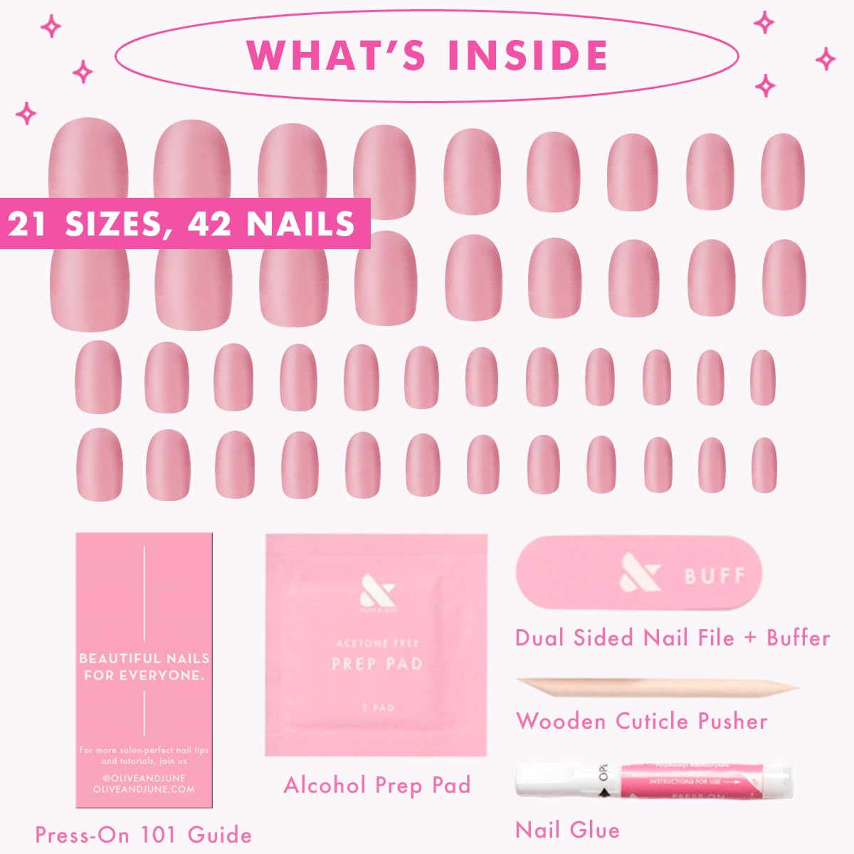 Olive & June sizing display with 21 sizes for the best fit per finger