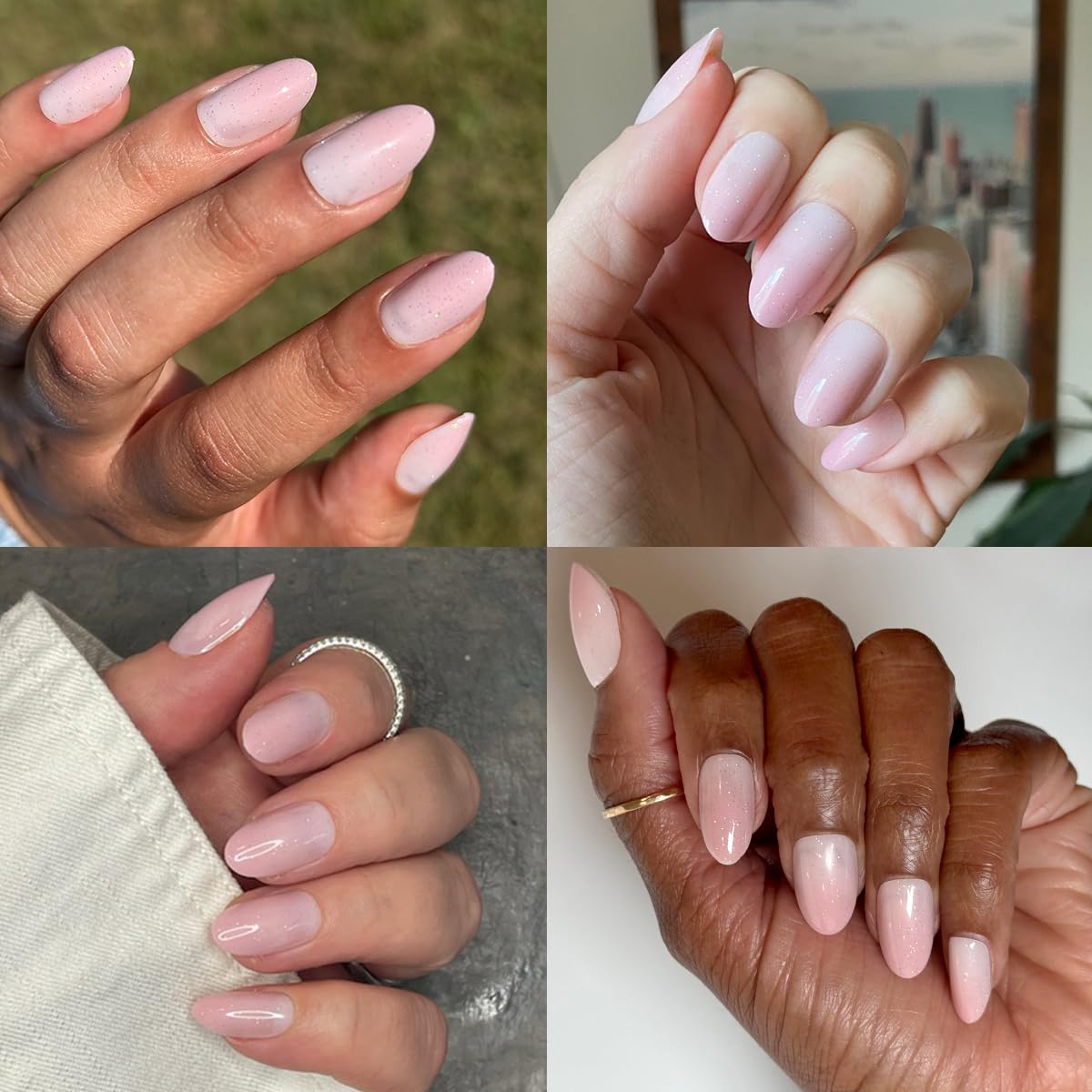 Olive & June spread of 42 nails in 21 sizes, illustrating inclusive sizing benefit
