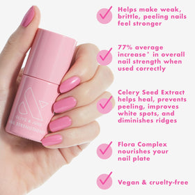 Olive & June brush applying strengthener giving smoother nail surface
