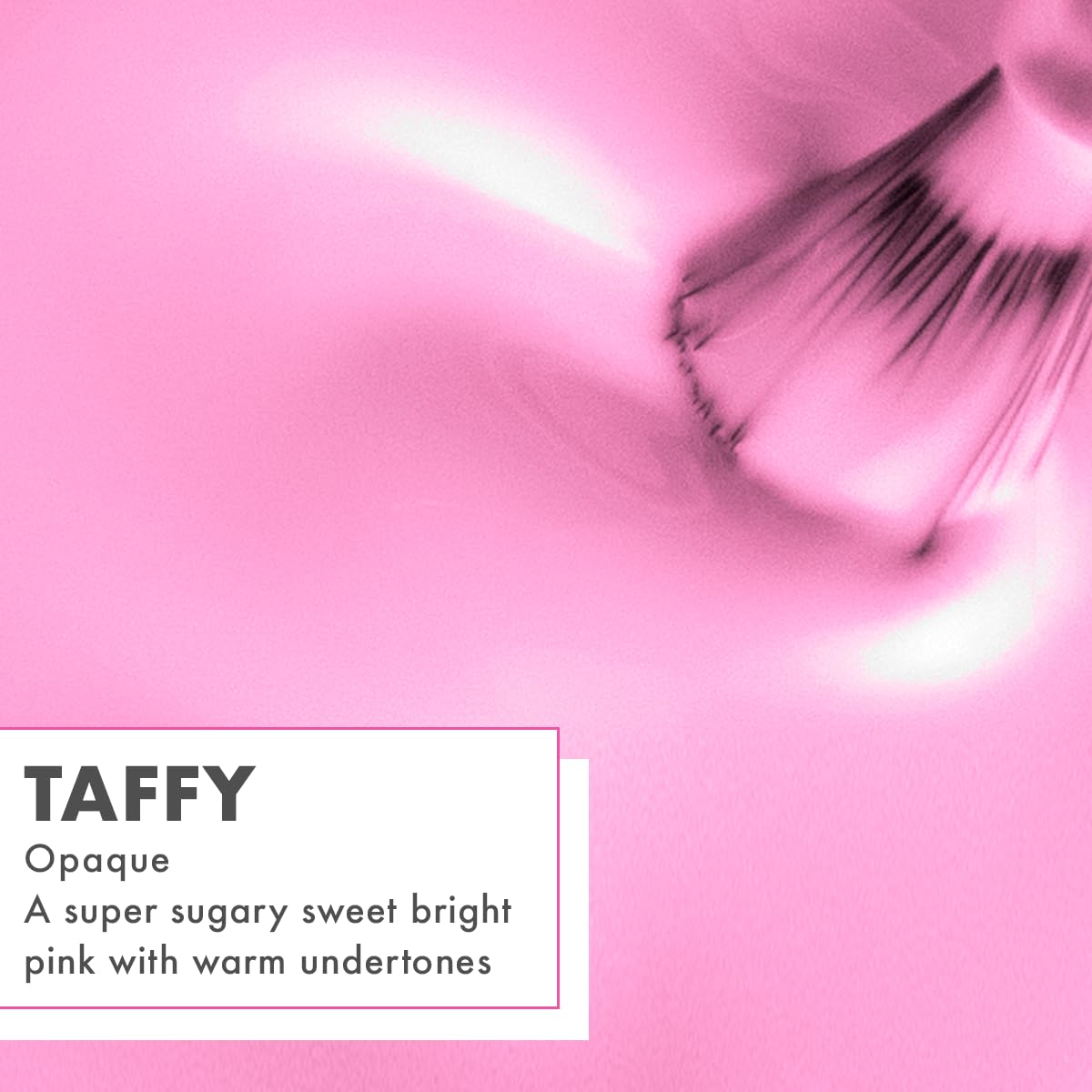 Olive & June swatch on hand demonstrating vibrant taffy pink color