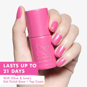 Olive & June Signet Pink swatch on paper showing true color payoff