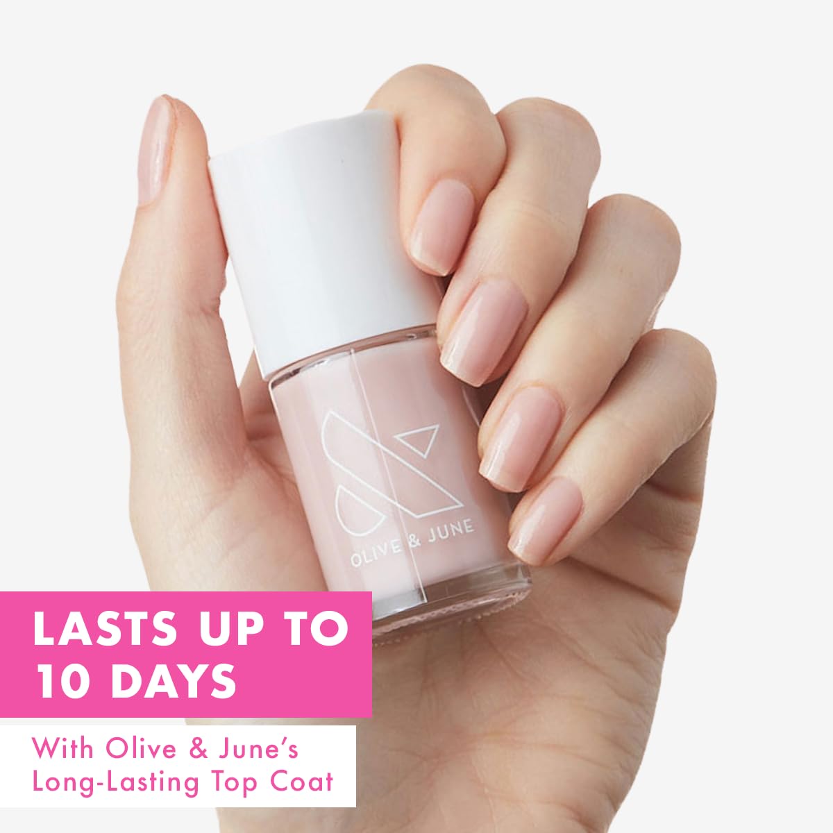 Olive & June wide fan brush close-up for faster, precise application benefit