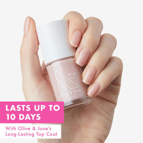 Olive & June wide fan brush close-up for faster, precise application benefit