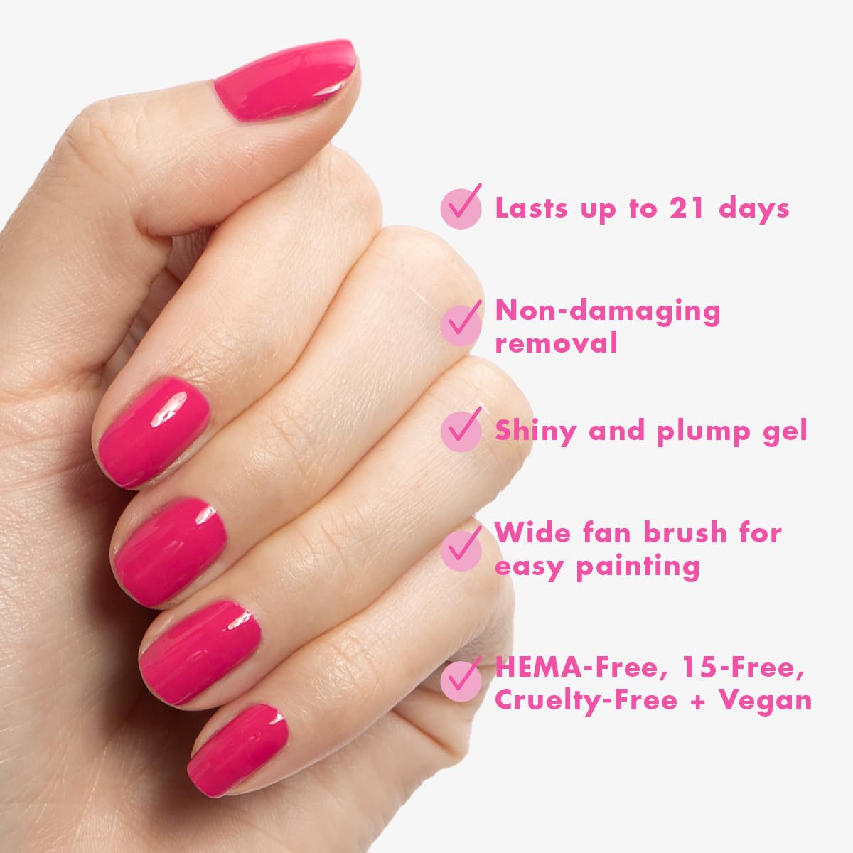Olive & June pedicure in progress with XOXO Hot Pink delivering durable color