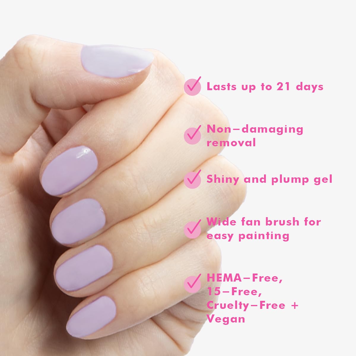 Olive & June toes with lilac gel pedicure showing durable, chip-resistant look