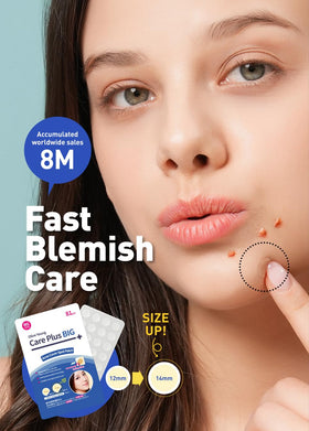 OLIVE YOUNG four patches showing size options for different blemish coverage