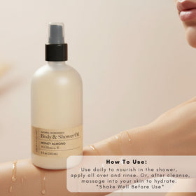 Olivia Care bottle next to everyday items showing 8 fl oz scale
