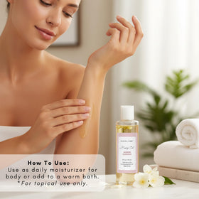 Olivia Care ingredient display with vitamin E and K bottles emphasizing nourishment