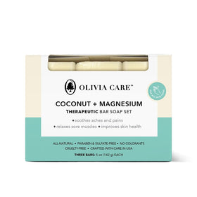 Olivia Care on bathroom shelf in a tidy display promoting daily use benefit