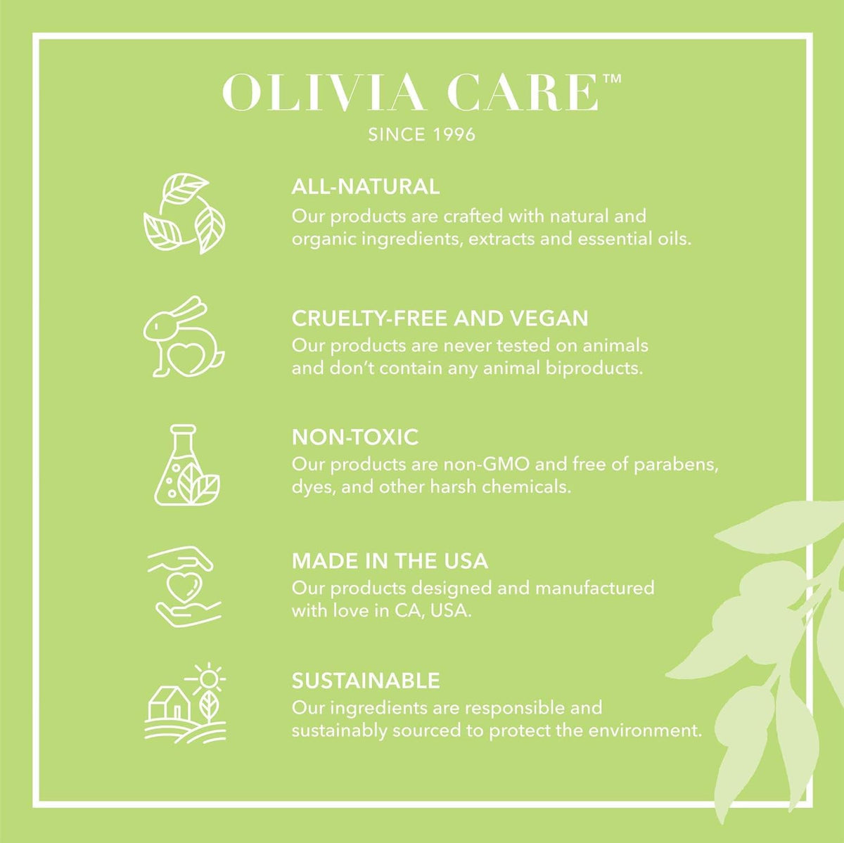 Olivia Care soap shown in hand to demonstrate 5 oz size and ergonomic oval shape
