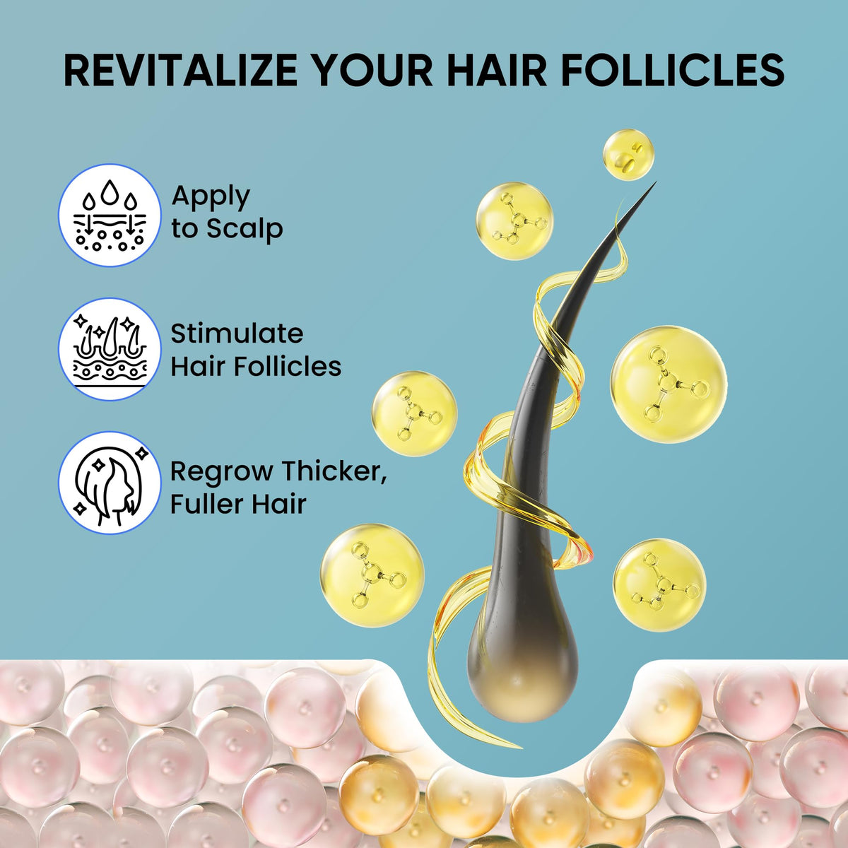 OLIVITA being applied to scalp demonstrating targeted coverage for thinning areas