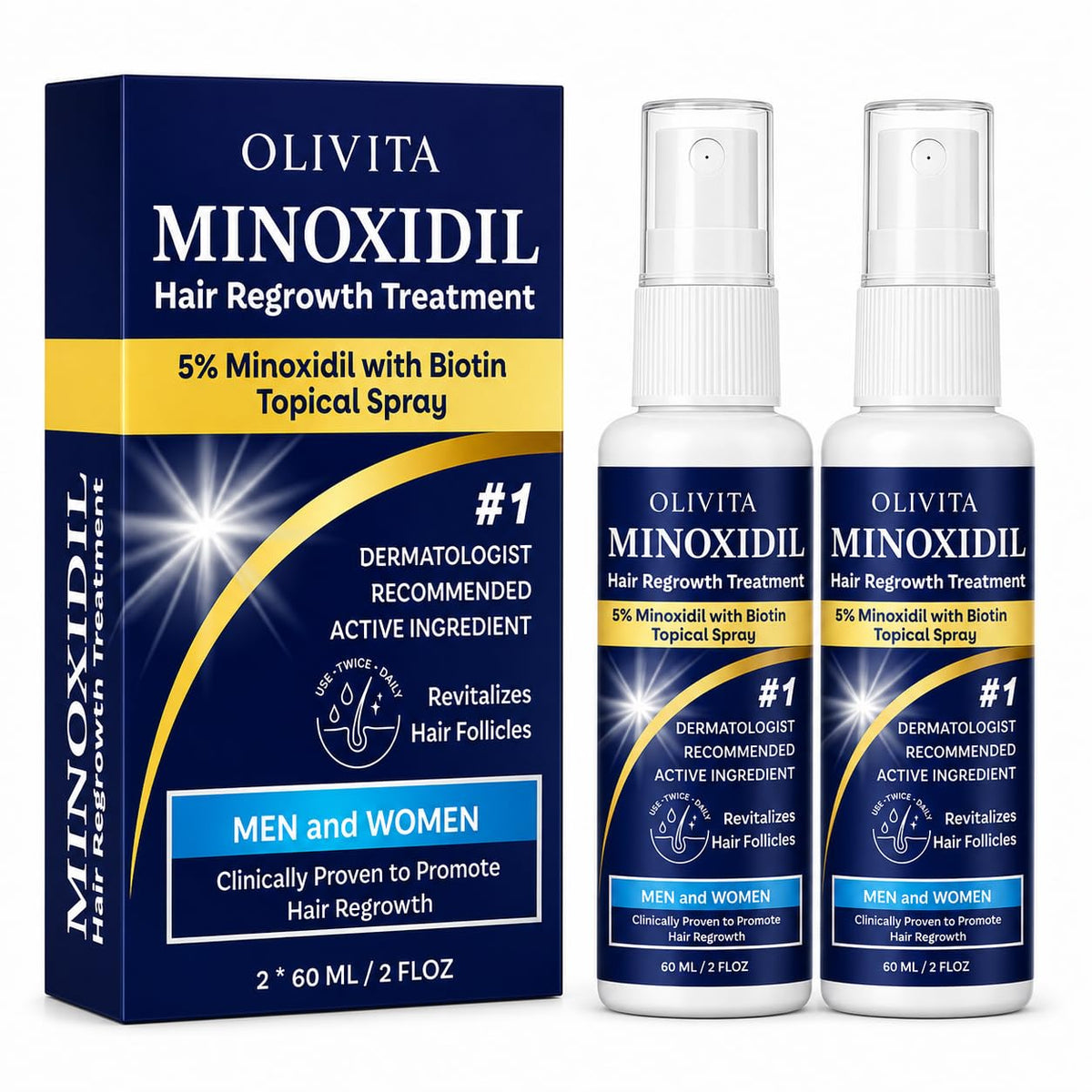 OLIVITA front packaging showing two spray bottles and label benefit