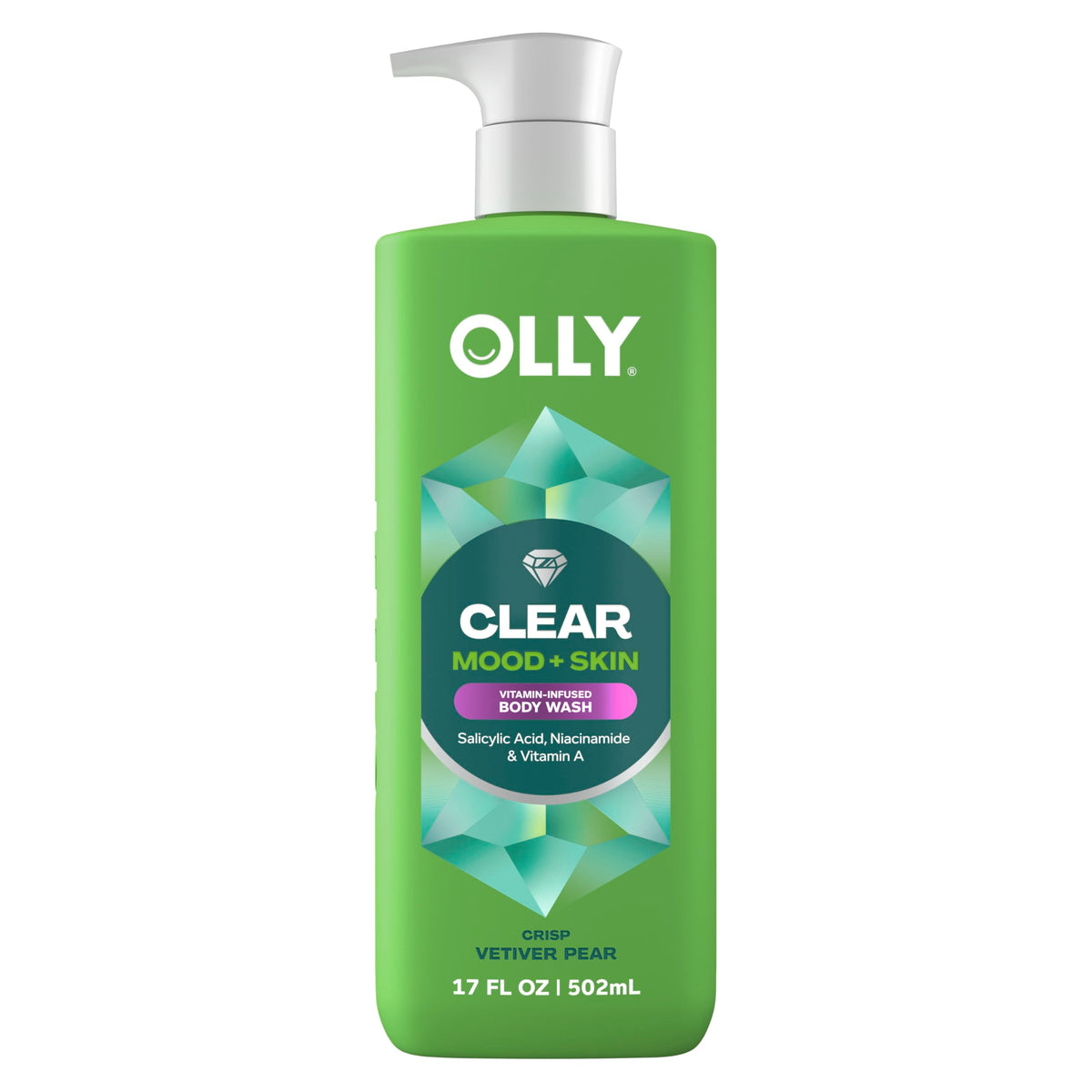 OLLY CLEAR front bottle showing label and 17 fl oz size for clear skin
