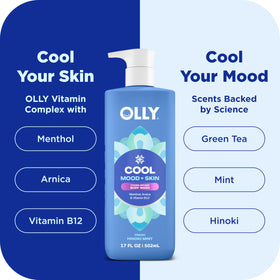 OLLY arnica and menthol ingredients staged to show soothing cooling sensation benefit